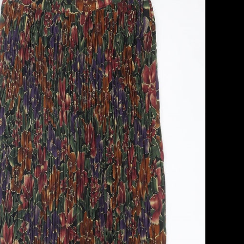Marks and Spencer Womens Multicoloured Floral Polyester Pleated Skirt Size 12