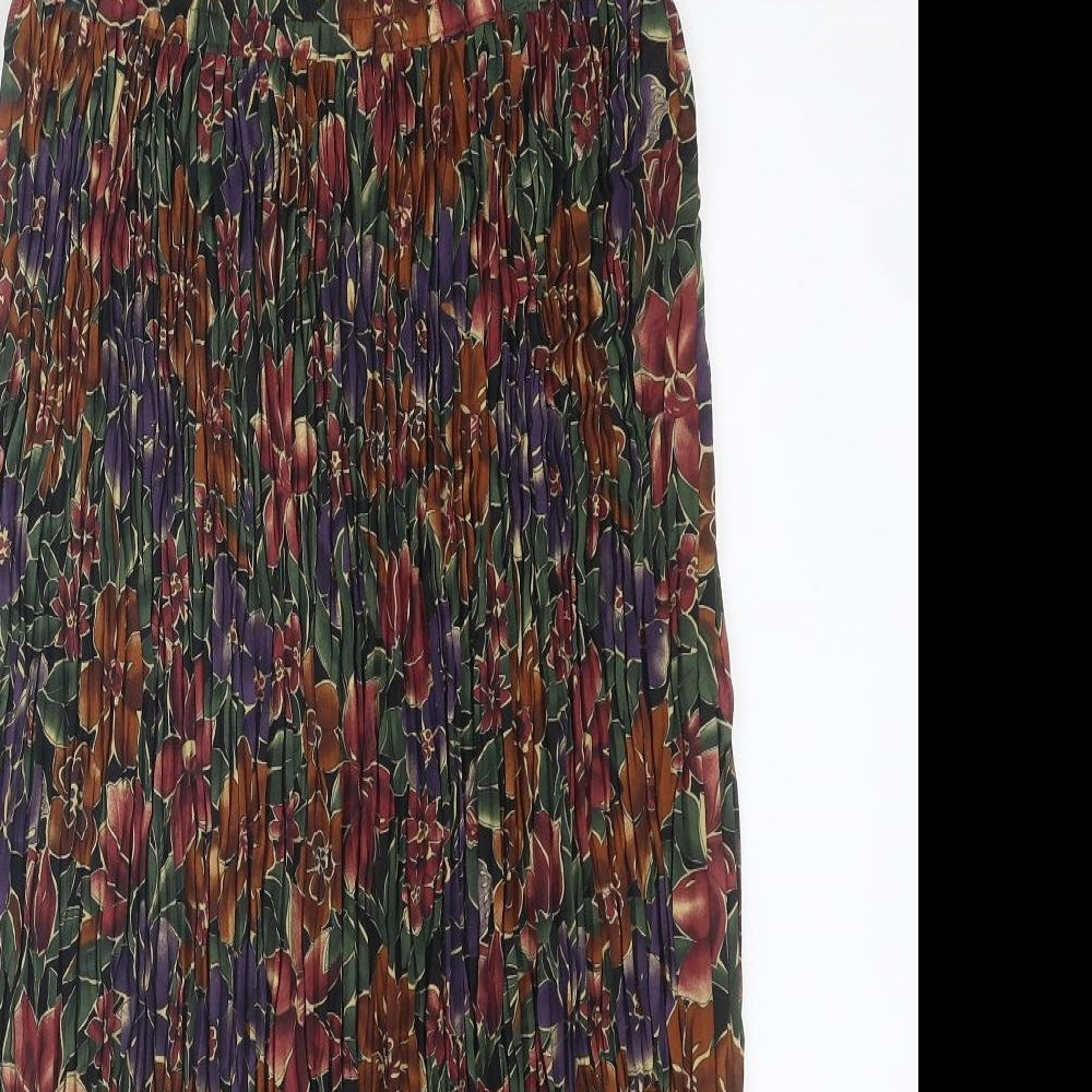 Marks and Spencer Womens Multicoloured Floral Polyester Pleated Skirt Size 12