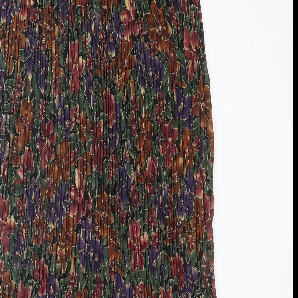 Marks and Spencer Womens Multicoloured Floral Polyester Pleated Skirt Size 12