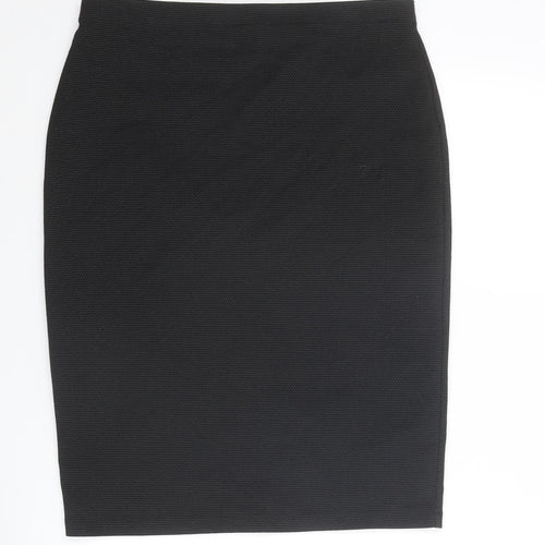 Marks and Spencer Womens Black Polka Dot Polyester Straight & Pencil Skirt Size 14