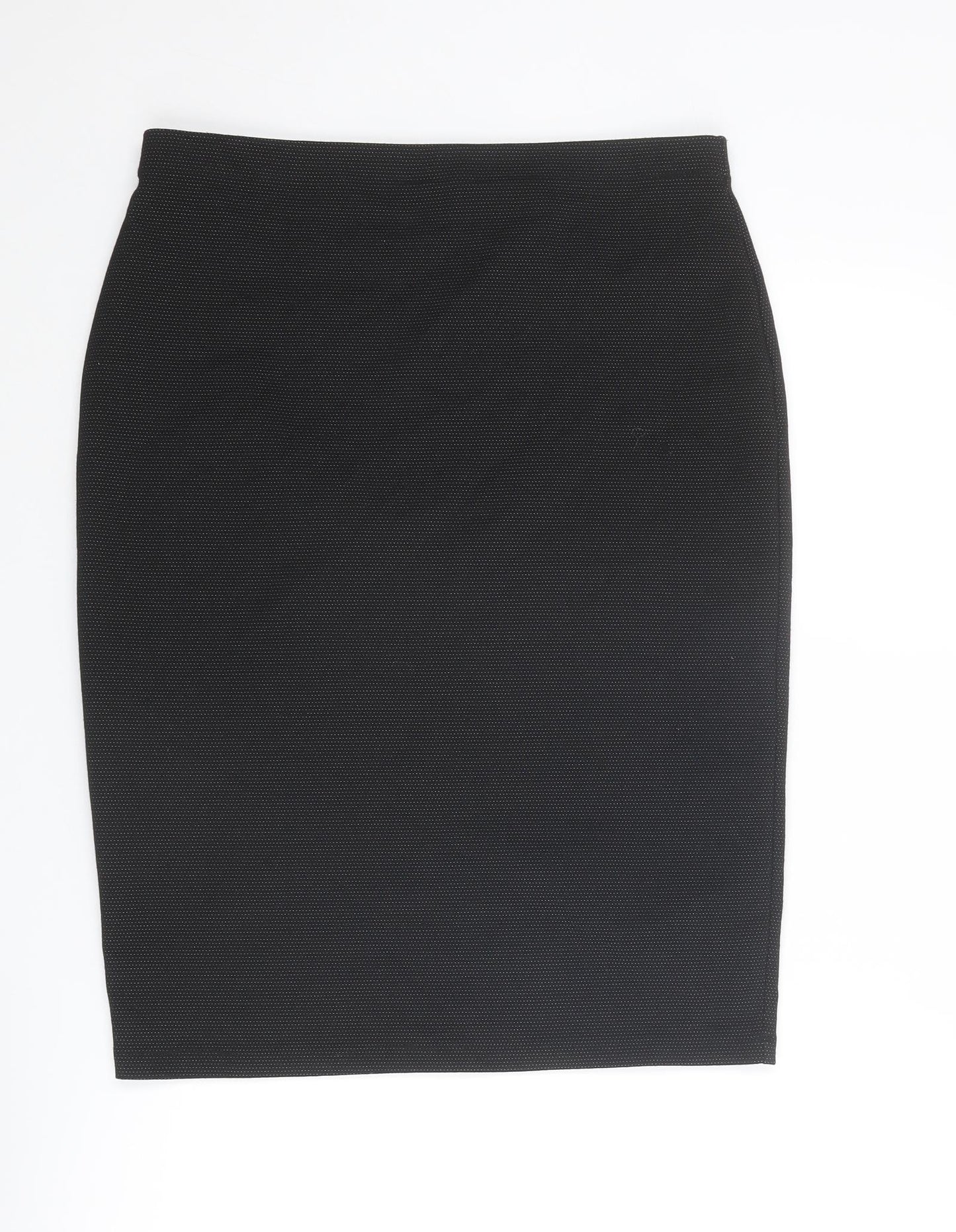 Marks and Spencer Womens Black Polka Dot Polyester Straight & Pencil Skirt Size 14