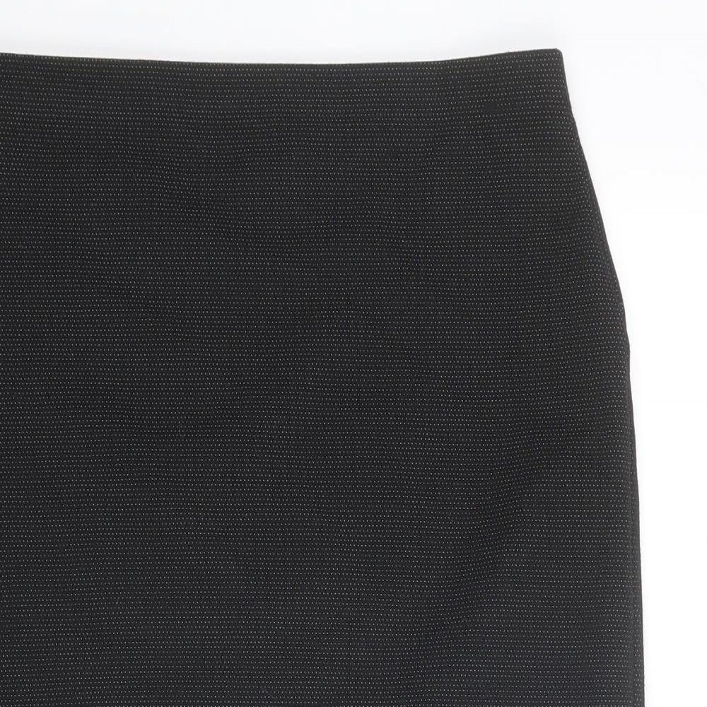 Marks and Spencer Womens Black Polka Dot Polyester Straight & Pencil Skirt Size 14