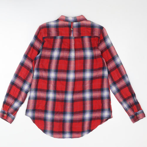Topshop Womens Multicoloured Plaid Cotton Basic Button-Up Size 8 Collared