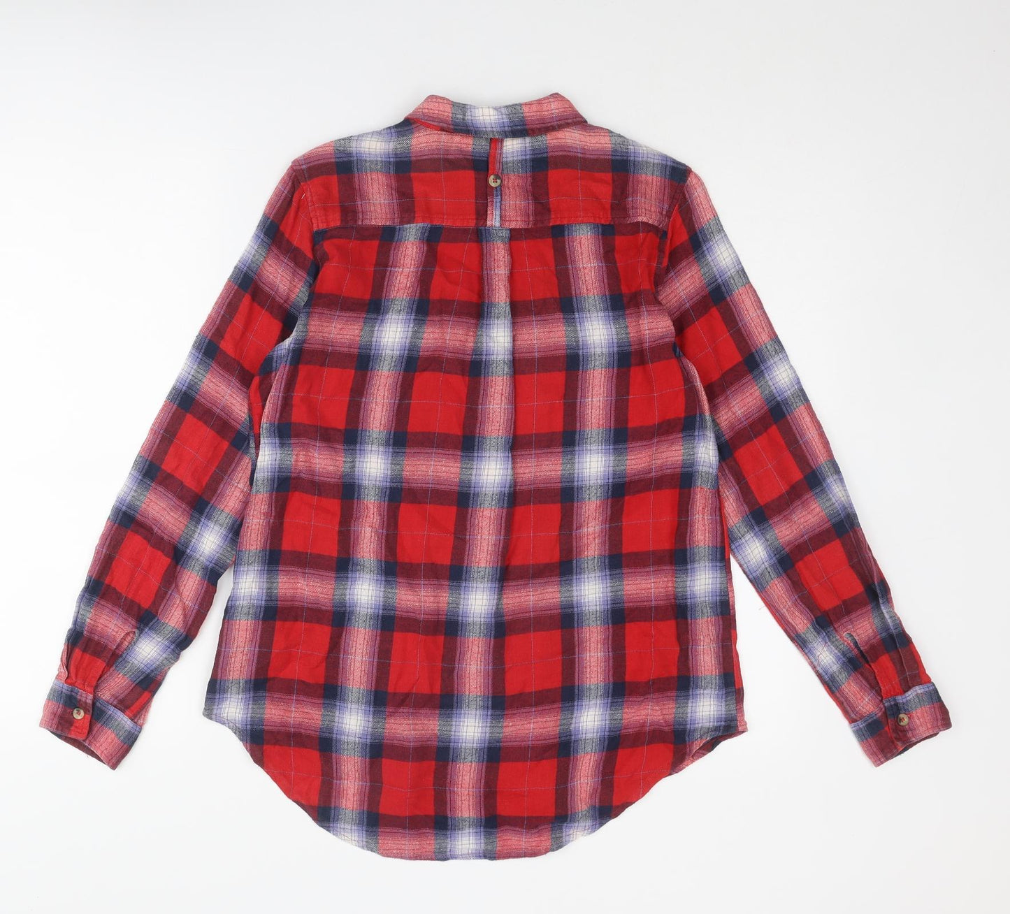 Topshop Womens Multicoloured Plaid Cotton Basic Button-Up Size 8 Collared