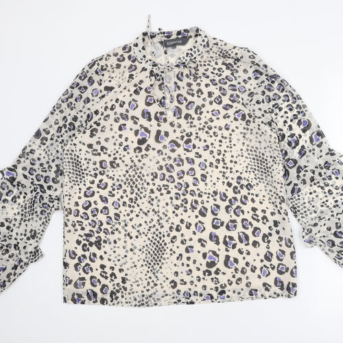 Sosandar Womens Multicoloured Animal Print Polyester Basic Blouse Size 12 Mock Neck
