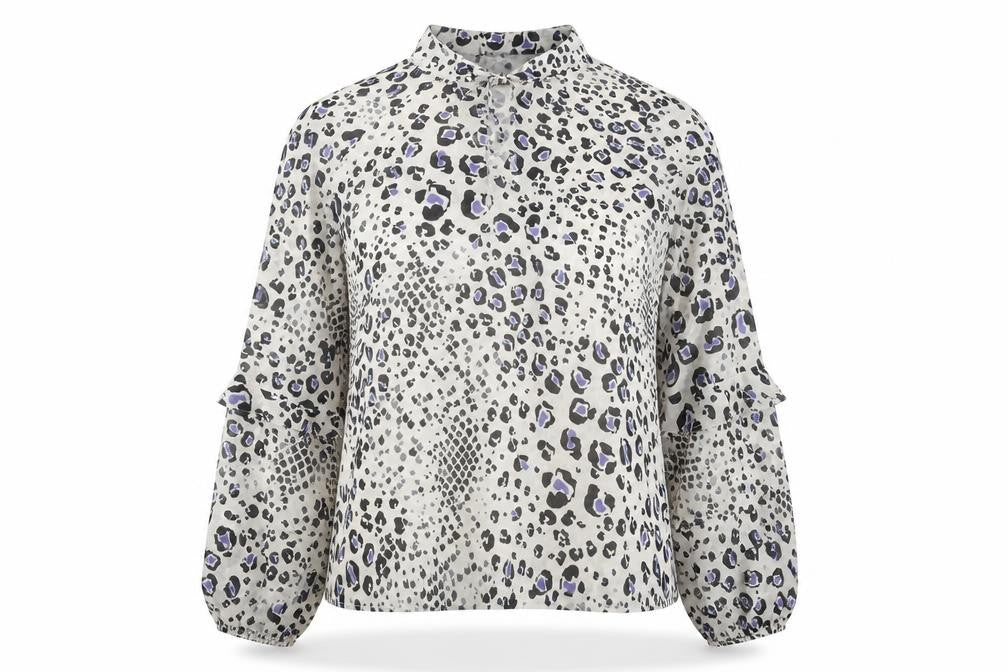 Sonsandar Womens Multicoloured Animal Print Polyester Basic Blouse Size 12 Mock Neck
