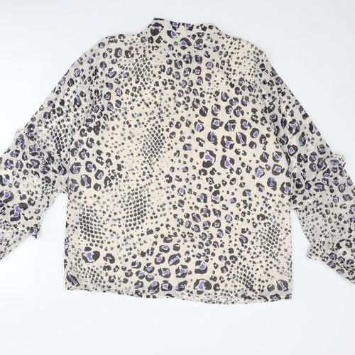 Sosandar Womens Multicoloured Animal Print Polyester Basic Blouse Size 12 Mock Neck