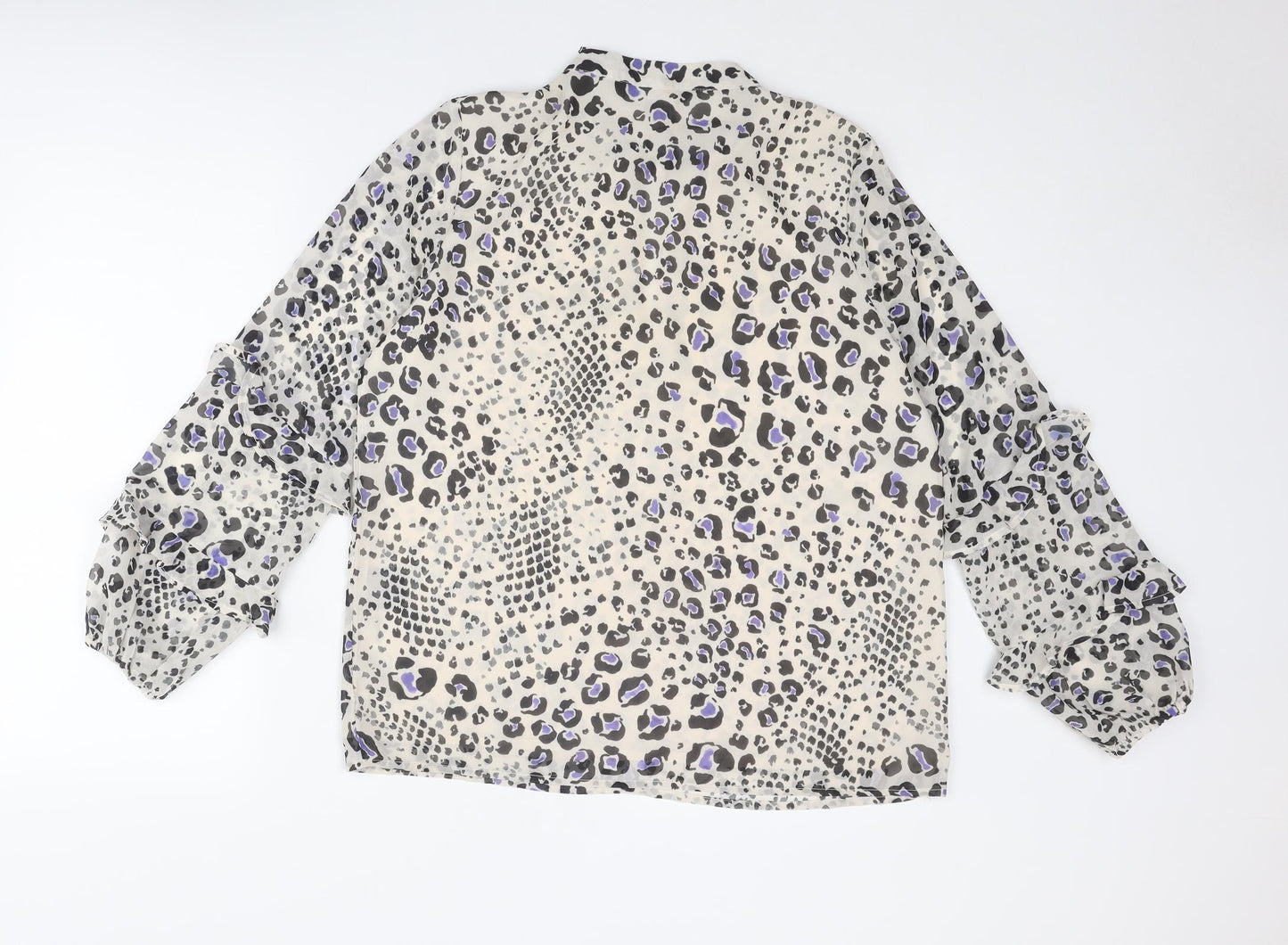 Sosandar Womens Multicoloured Animal Print Polyester Basic Blouse Size 12 Mock Neck