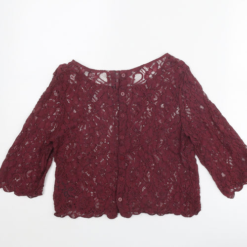 Divided by H&M Womens Purple Viscose Cropped Blouse Size 10 Boat Neck