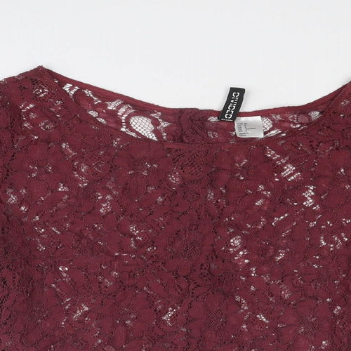 Divided by H&M Womens Purple Viscose Cropped Blouse Size 10 Boat Neck