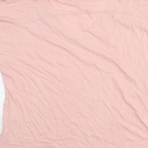 NEXT Womens Pink Cotton Basic T-Shirt Size 6 V-Neck - Tie Sleeve Detail