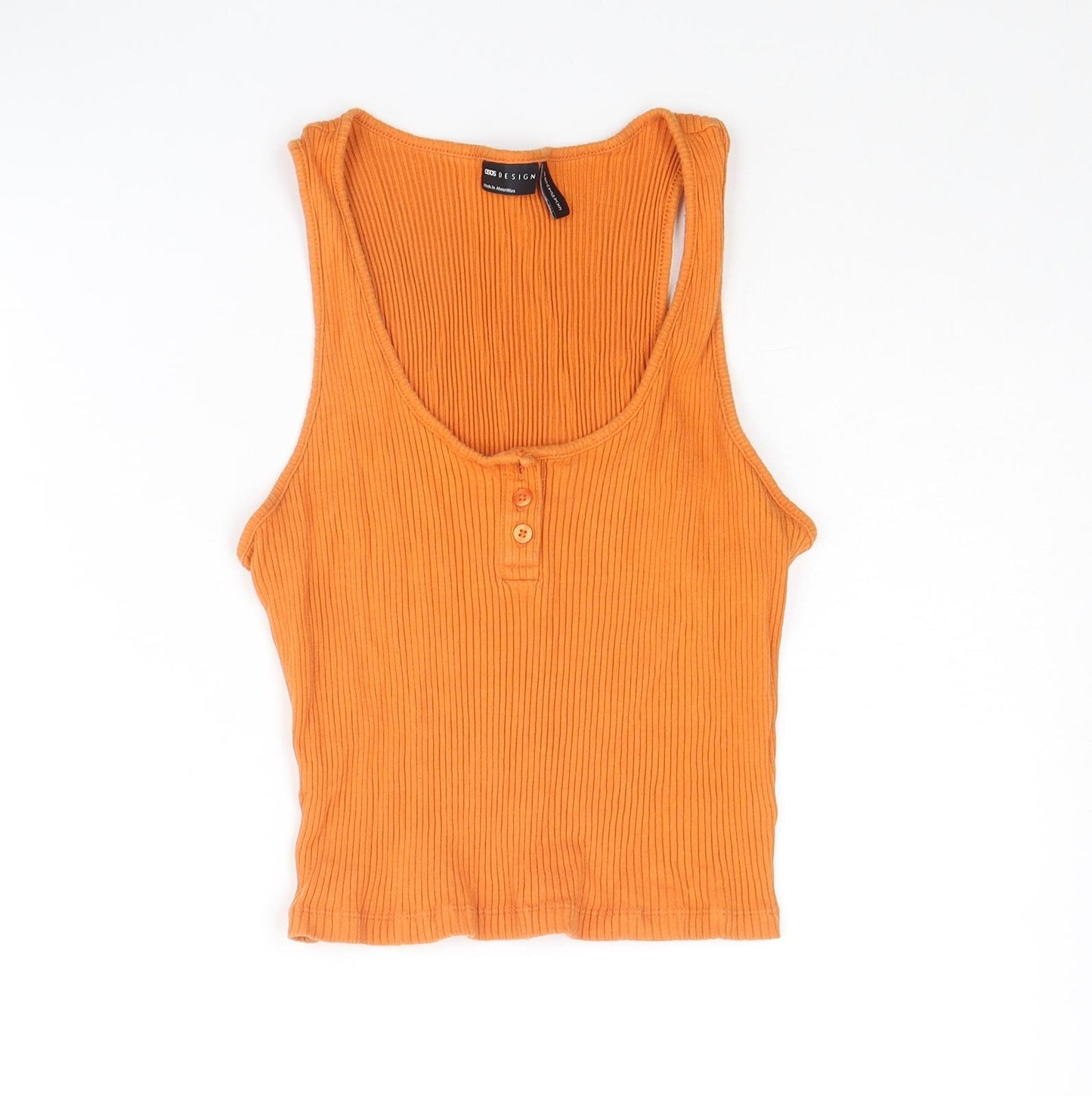 ASOS Womens Orange Cotton Basic Tank Size 14 Scoop Neck - Ribbed