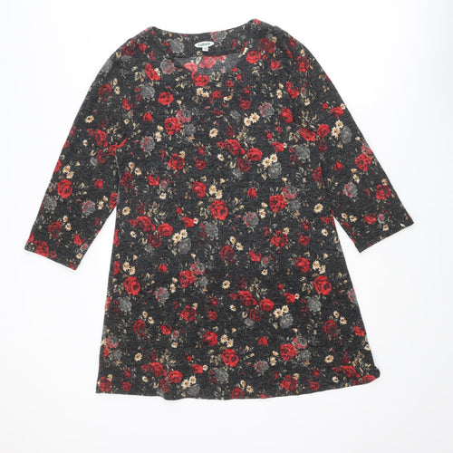 CULTURE Womens Multicoloured Round Neck Floral Acrylic Tunic Jumper Size 14