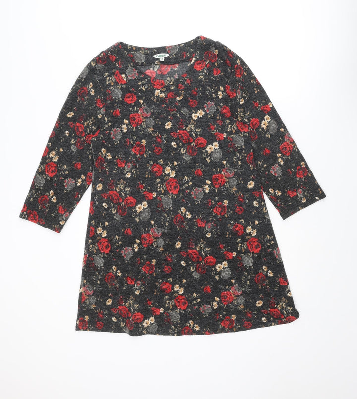 CULTURE Womens Multicoloured Round Neck Floral Acrylic Tunic Jumper Size 14