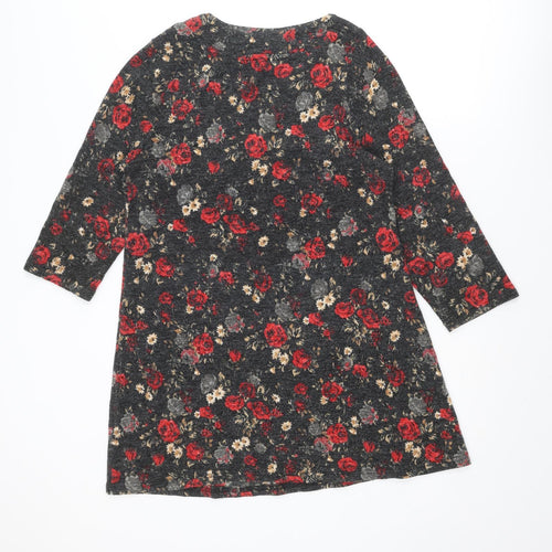 CULTURE Womens Multicoloured Round Neck Floral Acrylic Tunic Jumper Size 14