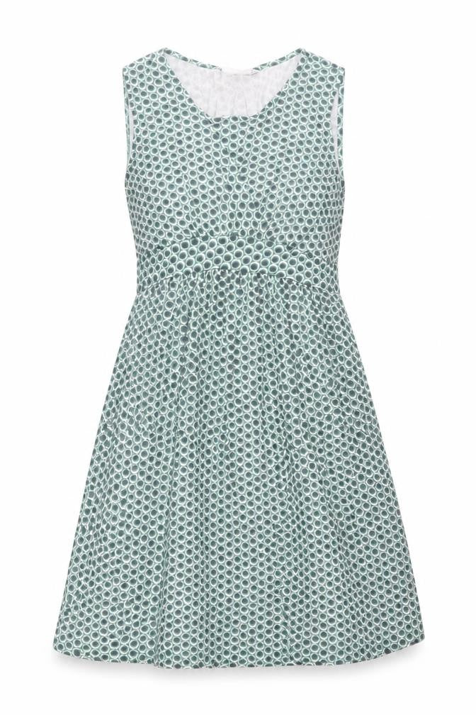 JoJo Maman Bébé Womens Green Geometric Cotton Trapeze & Swing Size L Round Neck Pullover