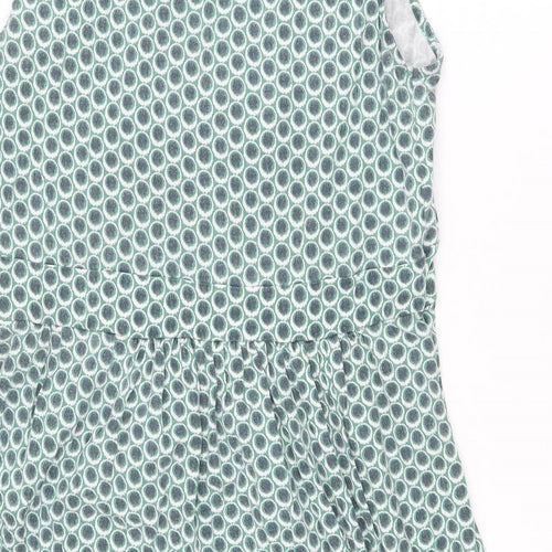 JoJo Maman Bébé Womens Green Geometric Cotton Trapeze & Swing Size L Round Neck Pullover