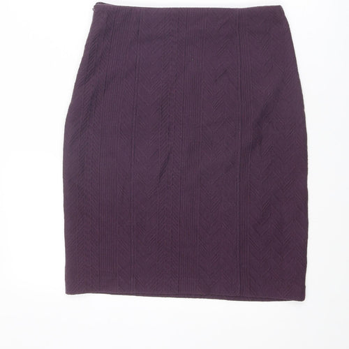 Noa Noa Womens Purple Geometric Polyester Straight & Pencil Skirt Size S Zip