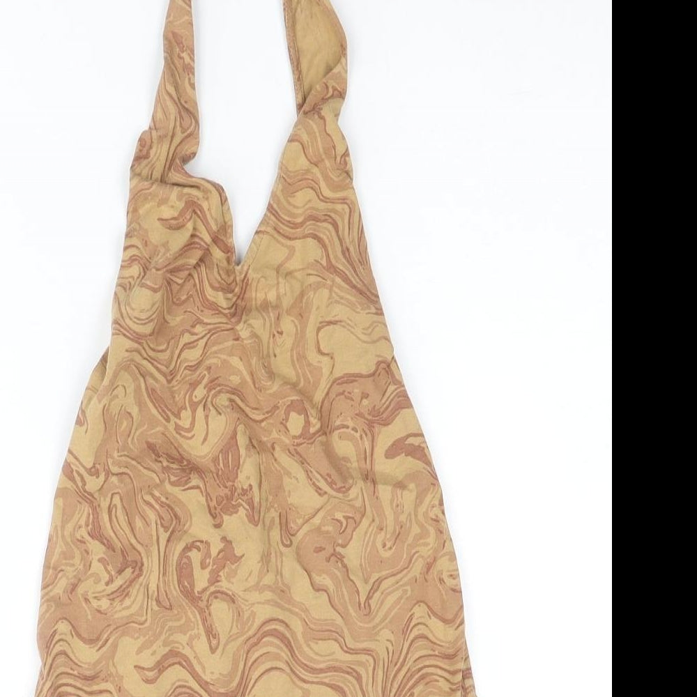 Motel Womens Brown Geometric Cotton Basic Tank Size XS Halter