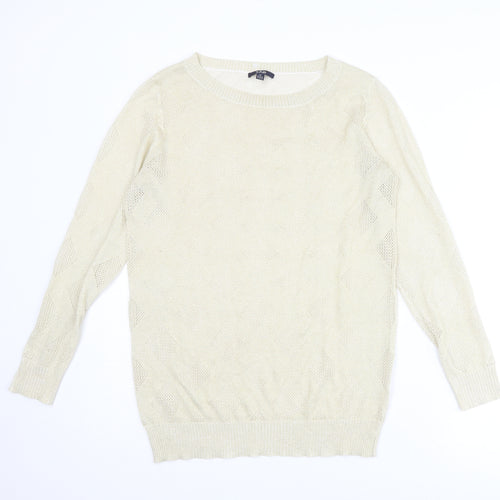Kiabi Womens Gold Round Neck Acrylic Pullover Jumper Size M