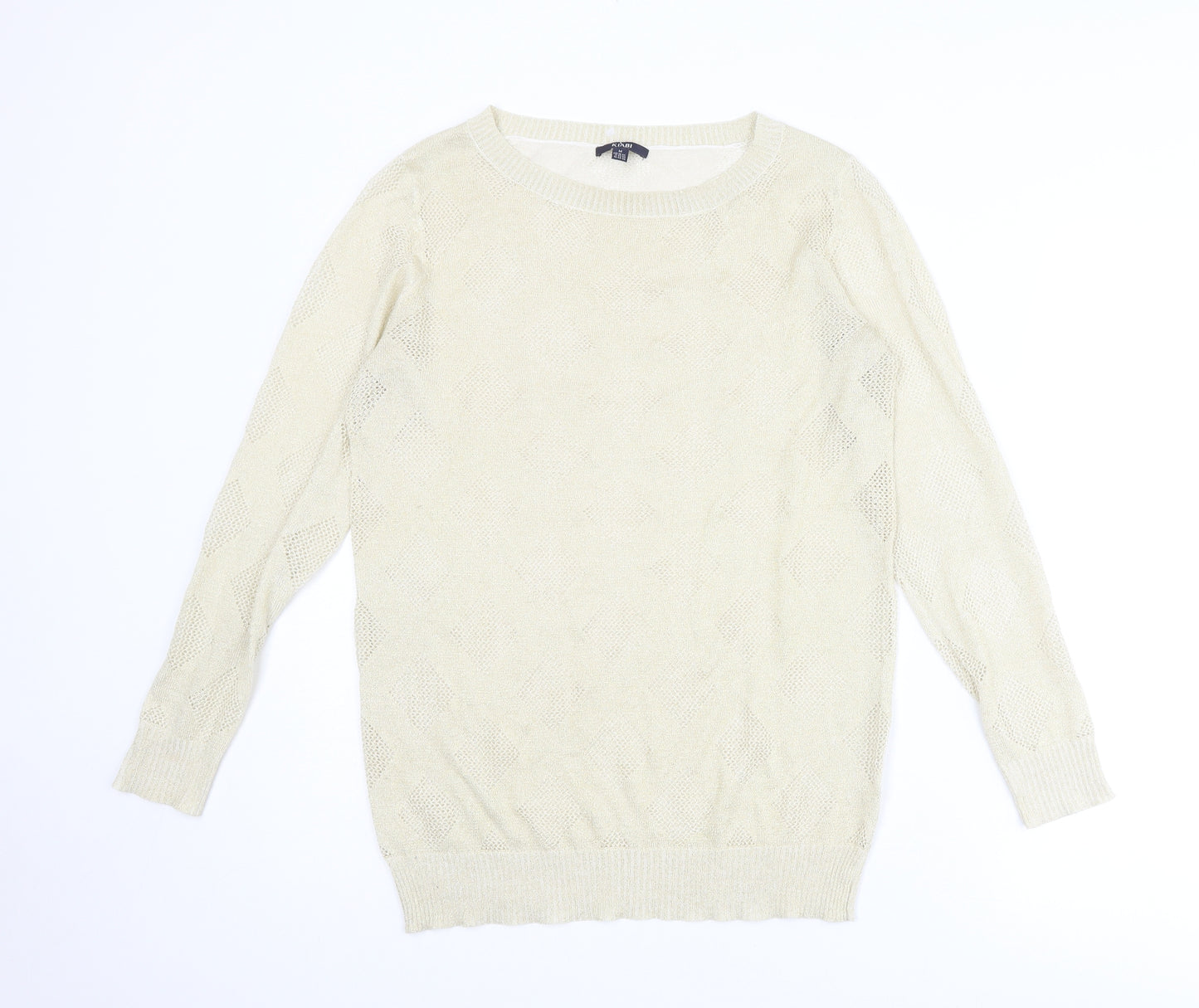 Kiabi Womens Gold Round Neck Acrylic Pullover Jumper Size M