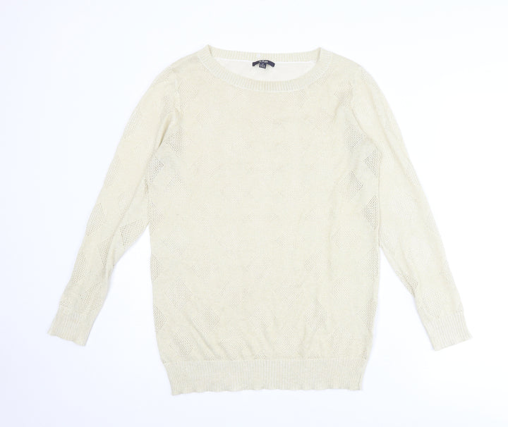 Kiabi Womens Gold Round Neck Acrylic Pullover Jumper Size M