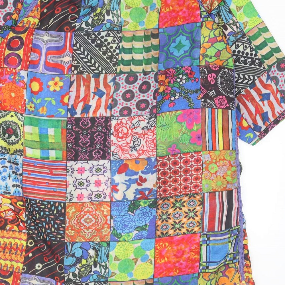 Cotton Traders Womens Multicoloured Geometric Polyester Basic Blouse Size 12 Boat Neck