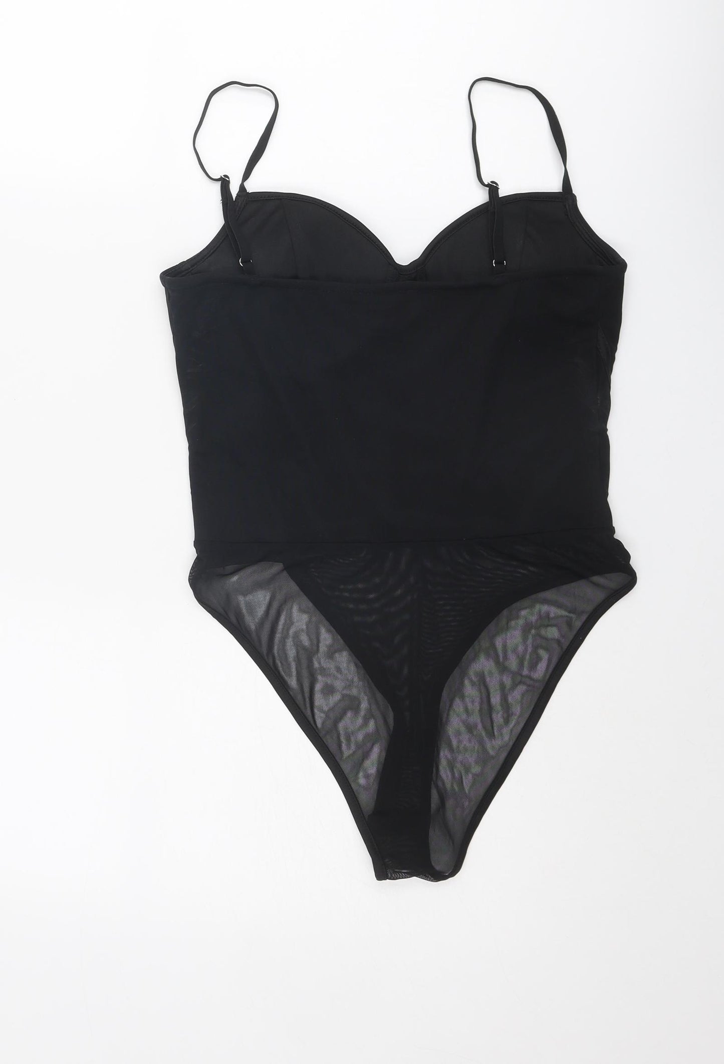 New Look Womens Black Polyamide Bodysuit One-Piece Size 14 Snap