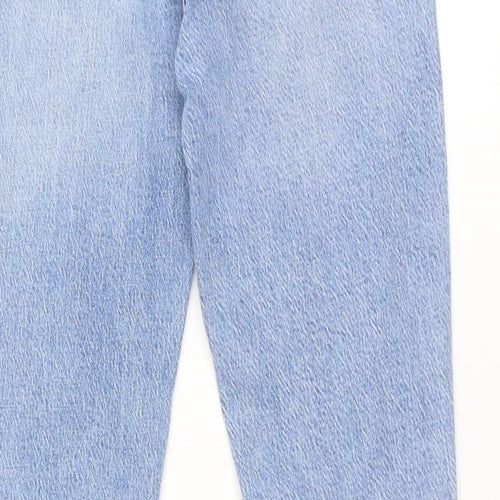 Zara Womens Blue Cotton Straight Jeans Size 8 Regular Zip - Side slits