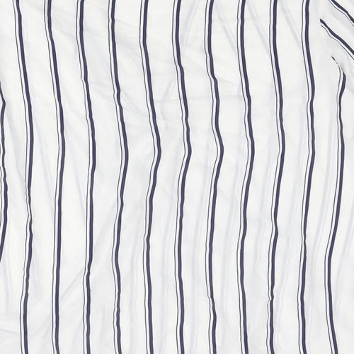 Marks and Spencer Womens White Striped Polyester Basic Blouse Size 20 V-Neck