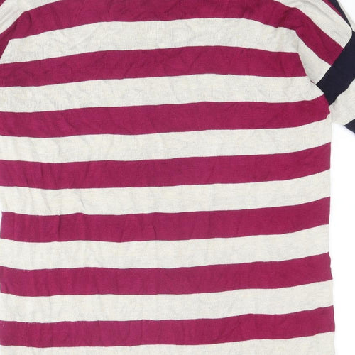 Oasis Womens Multicoloured Round Neck Striped Viscose Pullover Jumper Size S
