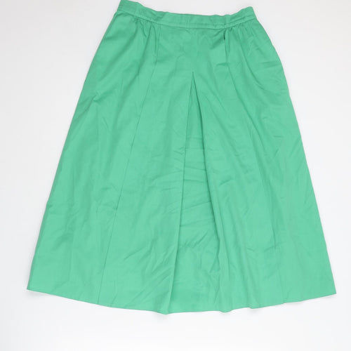 Country Casuals Womens Green Polyester A-Line Skirt Size 14 Zip