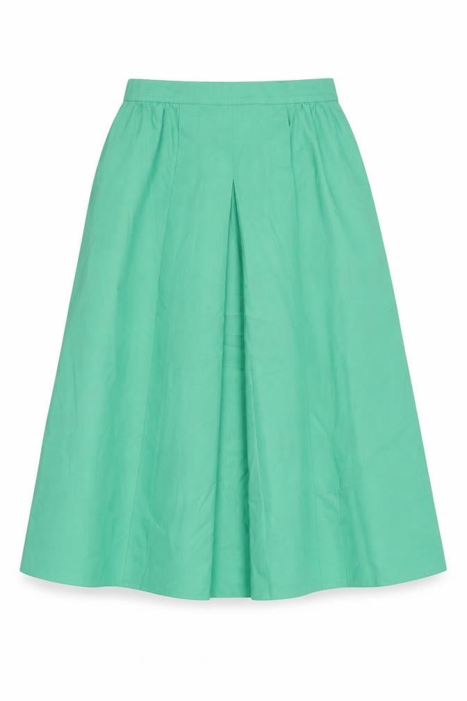 Country Casuals Womens Green Polyester A-Line Skirt Size 14 Zip