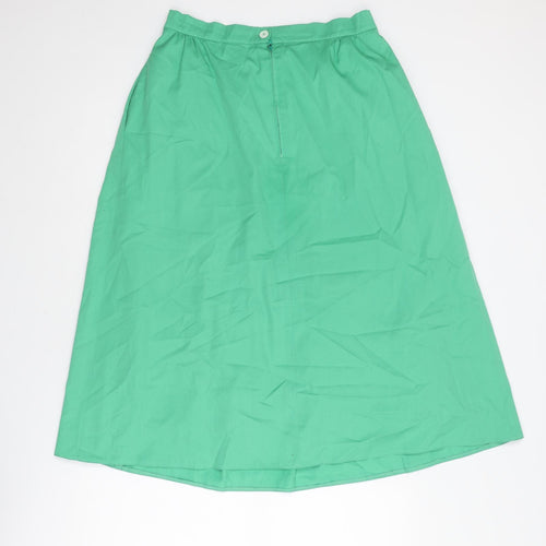 Country Casuals Womens Green Polyester A-Line Skirt Size 14 Zip