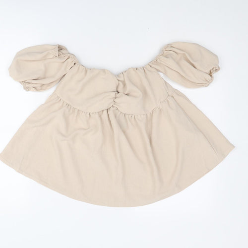 Boohoo Womens Beige Polyester Basic Tank Size 8 Mock Neck