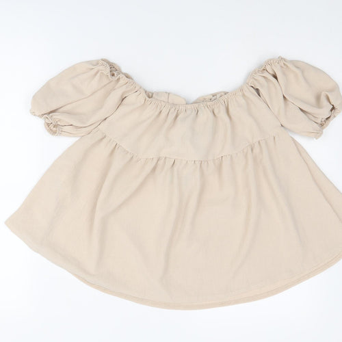 Boohoo Womens Beige Polyester Basic Tank Size 8 Mock Neck