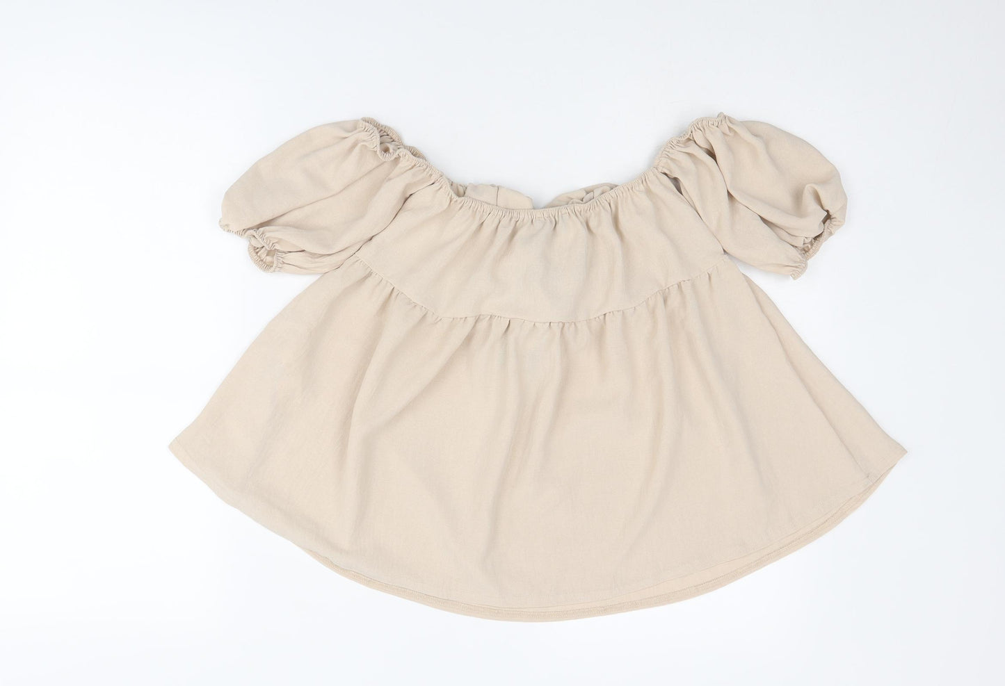 Boohoo Womens Beige Polyester Basic Tank Size 8 Mock Neck
