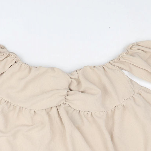 Boohoo Womens Beige Polyester Basic Tank Size 8 Mock Neck