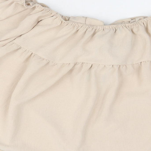Boohoo Womens Beige Polyester Basic Tank Size 8 Mock Neck