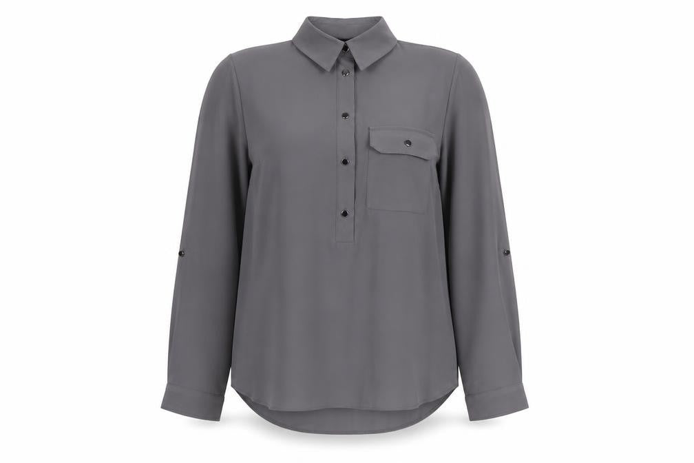 Dorothy Perkins Womens Grey Polyester Basic Blouse Size 6 Collared