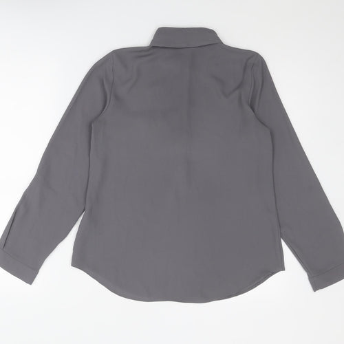 Dorothy Perkins Womens Grey Polyester Basic Blouse Size 6 Collared
