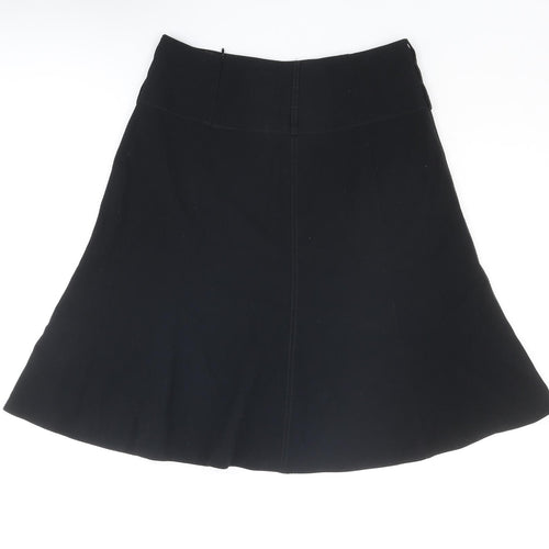 Marks and Spencer Womens Black Polyester Swing Skirt Size 10 Zip