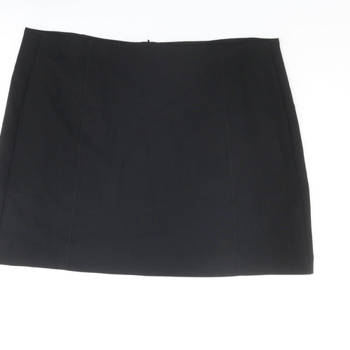 Marks and Spencer Womens Black Polyester A-Line Skirt Size 20 Zip