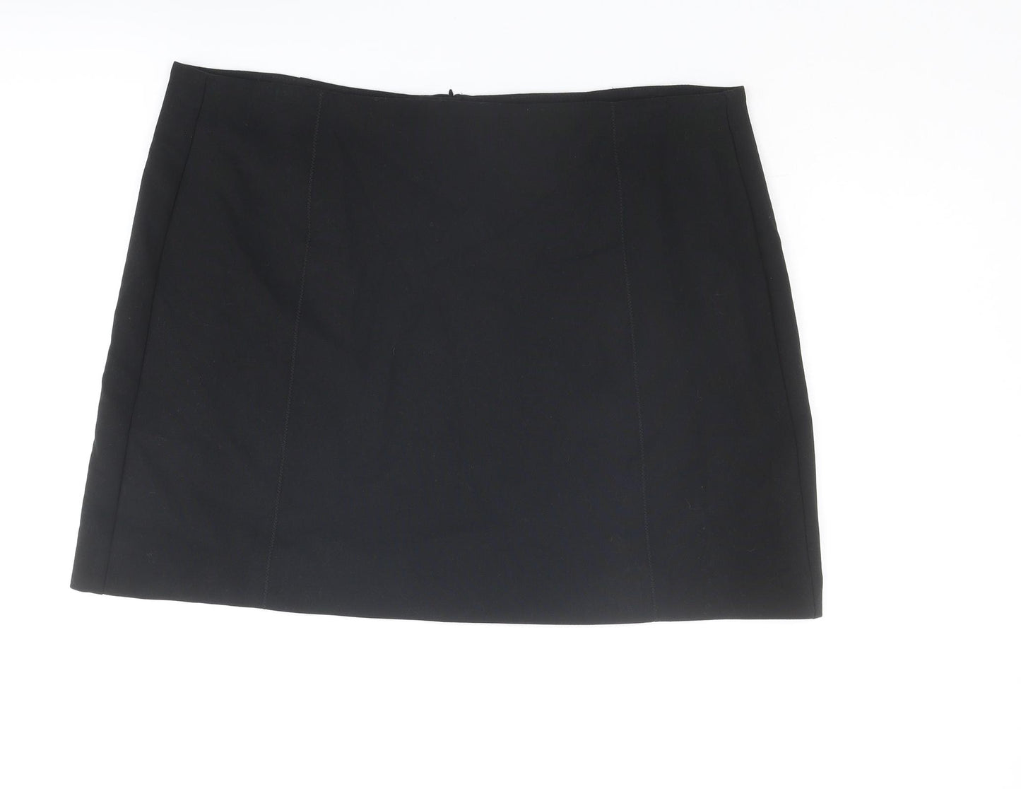 Marks and Spencer Womens Black Polyester A-Line Skirt Size 20 Zip