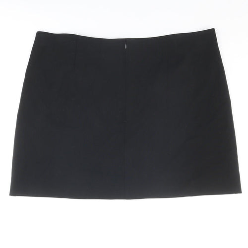 Marks and Spencer Womens Black Polyester A-Line Skirt Size 20 Zip