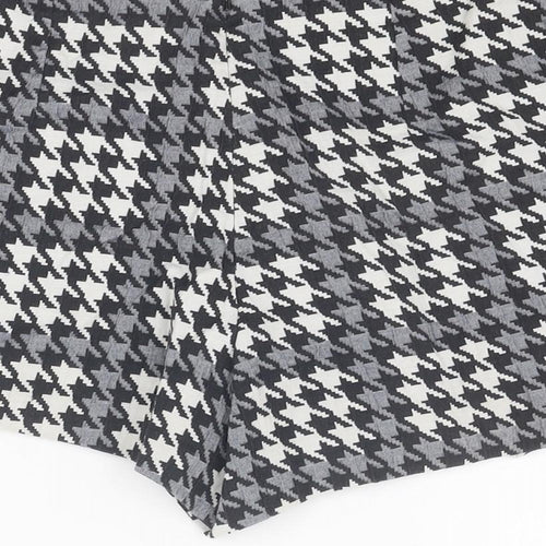 Topshop Womens Grey Geometric Cotton Skort Size 6 Zip - Houndstooth pattern