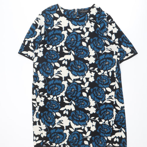 Dorothy Perkins Womens Multicoloured Floral Polyester T-Shirt Dress Size 16 Round Neck Zip