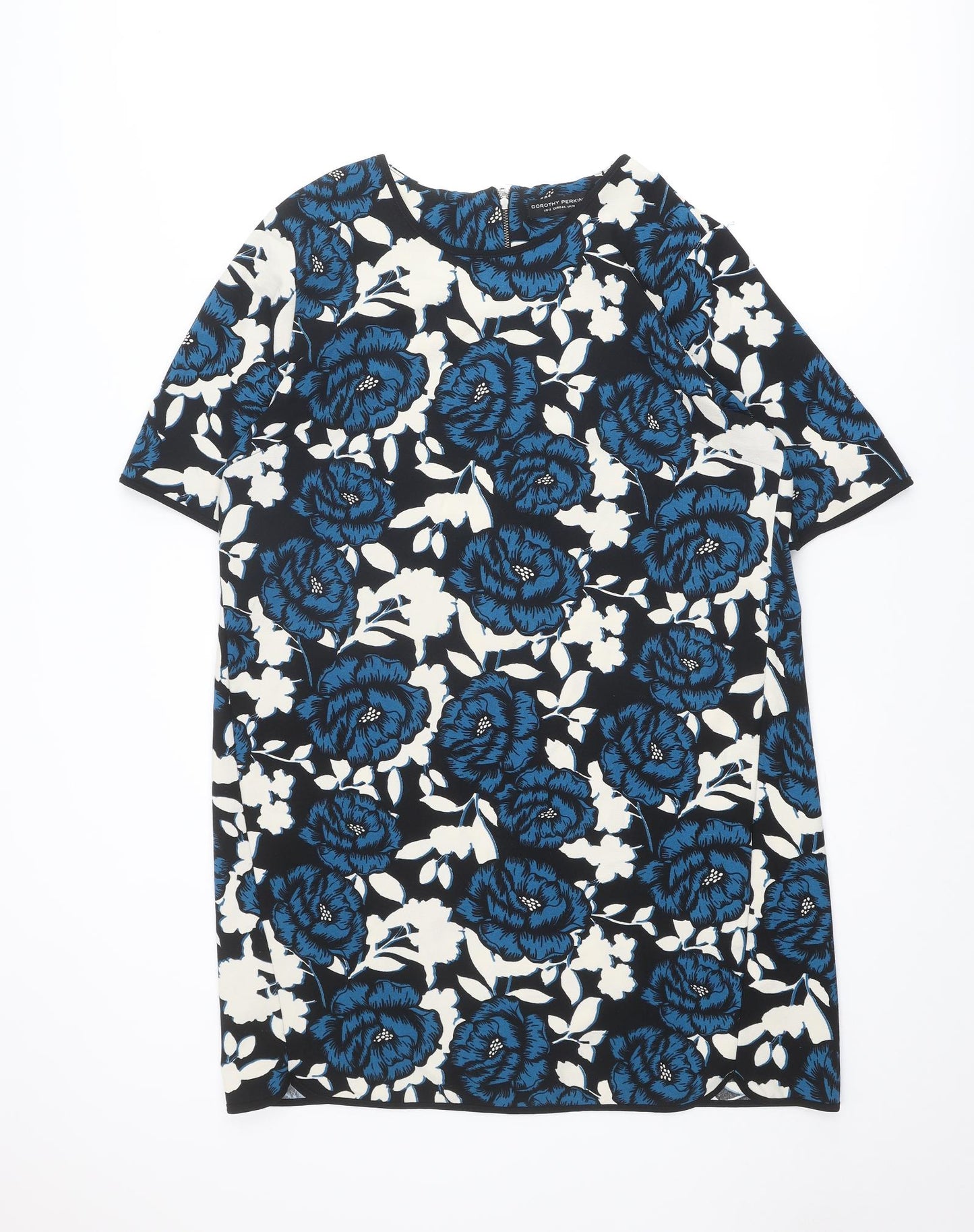 Dorothy Perkins Womens Multicoloured Floral Polyester T-Shirt Dress Size 16 Round Neck Zip