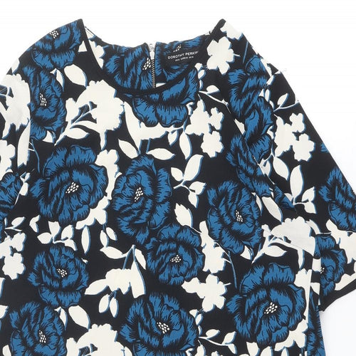 Dorothy Perkins Womens Multicoloured Floral Polyester T-Shirt Dress Size 16 Round Neck Zip