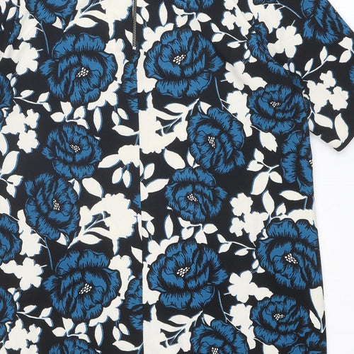 Dorothy Perkins Womens Multicoloured Floral Polyester T-Shirt Dress Size 16 Round Neck Zip